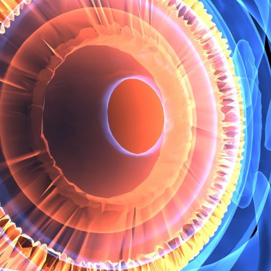 Techy rendering of the pupil and iris of a human eye